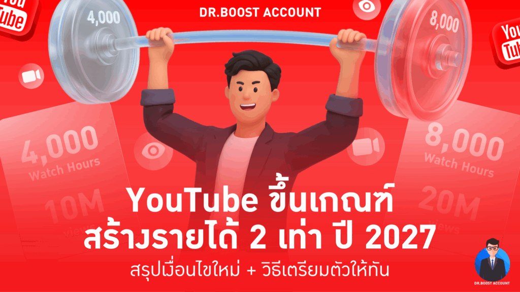 เกณฑ์หารายได้ YouTube 2027 YouTube Partner Program เพิ่มเป็น 8000 watch hours